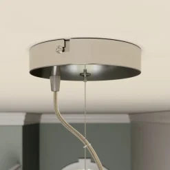 Lindby hanglamp Pikka, wit, textiel, Ø 50 cm, E27