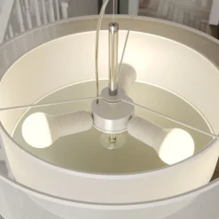 Lindby hanglamp Pikka, wit, textiel, Ø 50 cm, E27