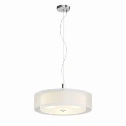 Lindby hanglamp Pikka, wit, textiel, Ø 50 cm, E27