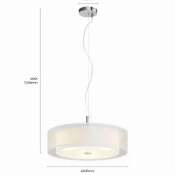 Lindby hanglamp Pikka, wit, textiel, Ø 50 cm, E27