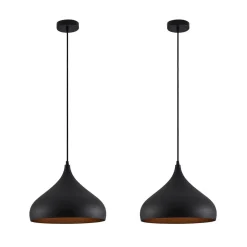 Lindby hanglamp Ritana, set van 2, zwart-goud, metaal, E27