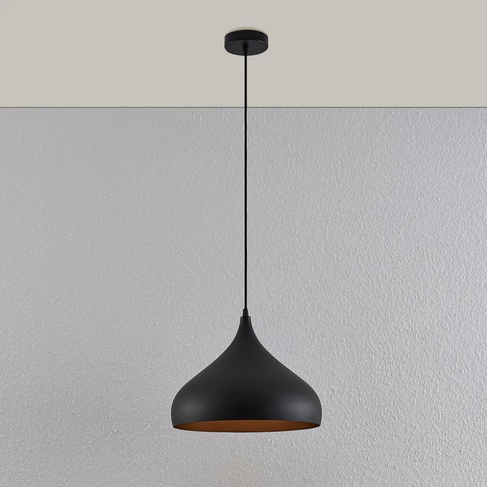 Lindby hanglamp Ritana, set van 2, zwart-goud, metaal, E27