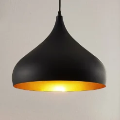 Lindby hanglamp Ritana, set van 2, zwart-goud, metaal, E27