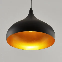 Lindby hanglamp Ritana, set van 2, zwart-goud, metaal, E27