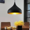 Lindby hanglamp Ritana, zwart-goud, metaal, Ø 31cm, E27