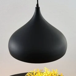 Lindby hanglamp Ritana, zwart-goud, metaal, Ø 31cm, E27