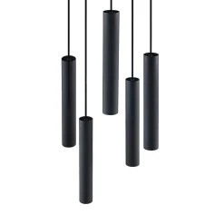 Lindby hanglamp Sanad, Ø 40 cm, 5-lamps, zwart, GU10