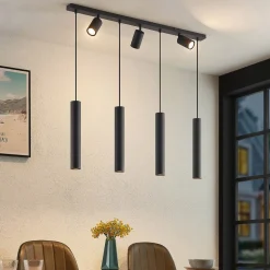 Lindby hanglamp Sanad, 100 cm, 7-lamps, zwart, GU10