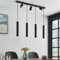 Lindby hanglamp Sanad, 100 cm, 7-lamps, zwart, GU10