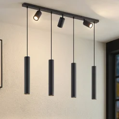 Lindby hanglamp Sanad, 100 cm, 7-lamps, zwart, GU10