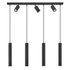 Lindby hanglamp Sanad, 100 cm, 7-lamps, zwart, GU10