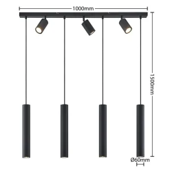 Lindby hanglamp Sanad, 100 cm, 7-lamps, zwart, GU10