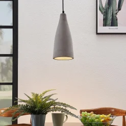Lindby hanglamp Sanne, grijs, beton, Ø 15 cm, E27