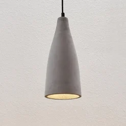 Lindby hanglamp Sanne, grijs, beton, Ø 15 cm, E27