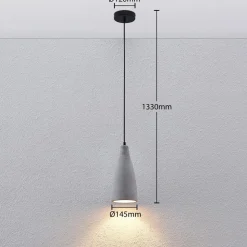 Lindby hanglamp Sanne, grijs, beton, Ø 15 cm, E27