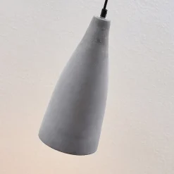 Lindby hanglamp Sanne, grijs, beton, Ø 15 cm, E27