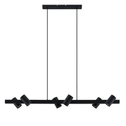 Lindby hanglamp Savoli, 116 cm, zwart, 6-lamps, staal