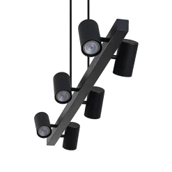 Lindby hanglamp Savoli, 116 cm, zwart, 6-lamps, staal
