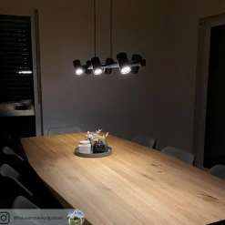 Lindby hanglamp Savoli, 116 cm, zwart, 6-lamps, staal