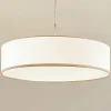 Lindby hanglamp Sebatin, Ø 50 cm, beige, stof, E27
