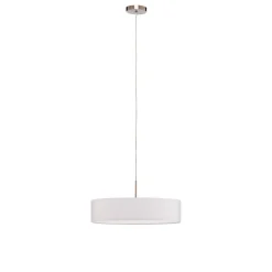 Lindby hanglamp Sebatin, Ø 50 cm, wit, stof, E27