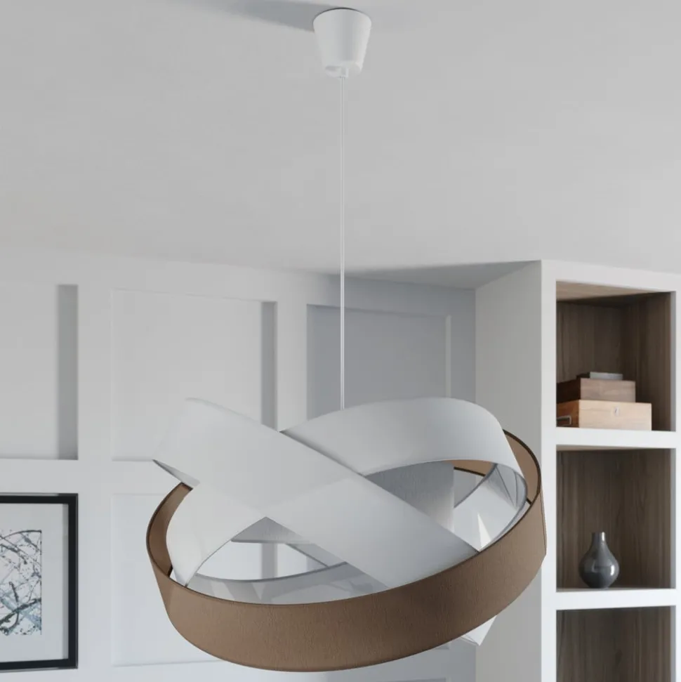 Lindby hanglamp Simaria, bruin/grijs/wit, Ø 60 cm, E27