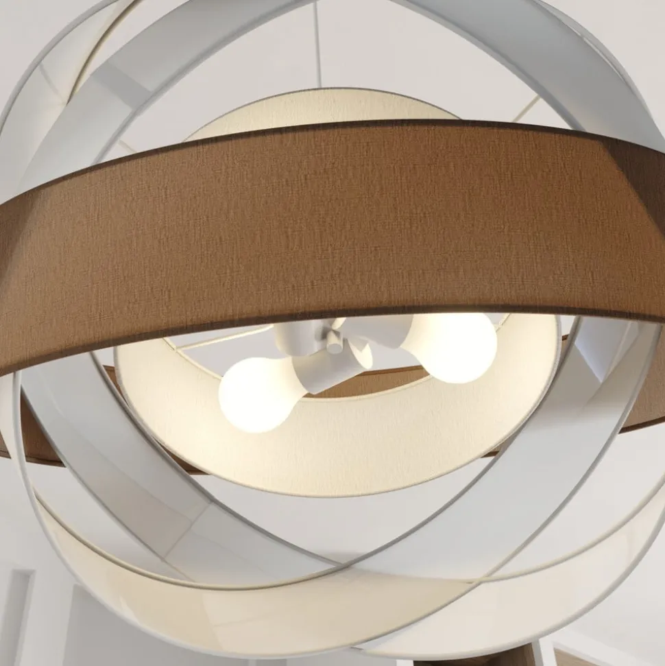 Lindby hanglamp Simaria, bruin/grijs/wit, Ø 60 cm, E27