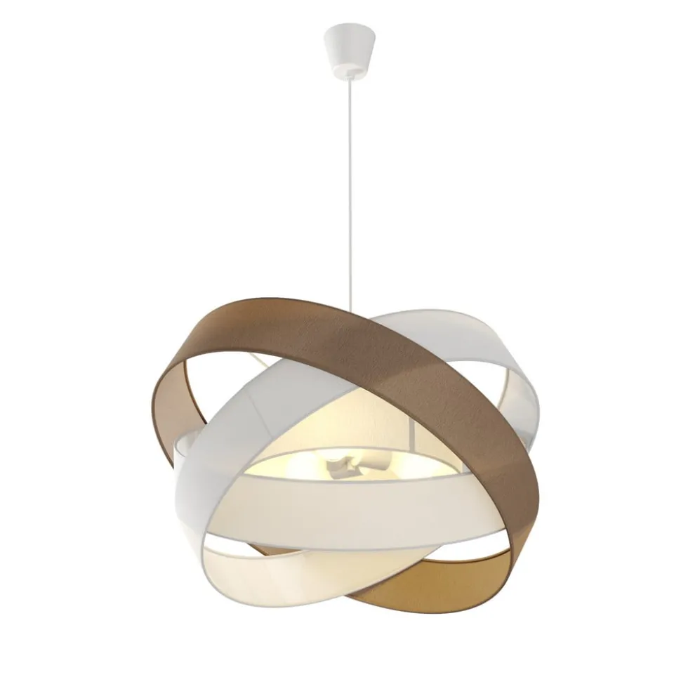 Lindby hanglamp Simaria, bruin/grijs/wit, Ø 60 cm, E27