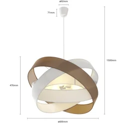 Lindby hanglamp Simaria, bruin/grijs/wit, Ø 60 cm, E27