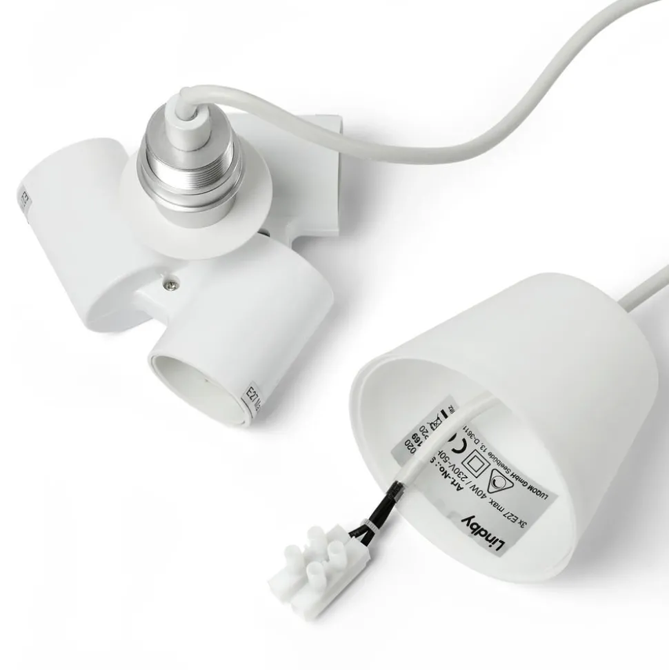 Lindby hanglamp Simaria, bruin/grijs/wit, Ø 60 cm, E27