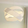 Lindby hanglamp Simaria, wit, textiel, Ø 60 cm, E27