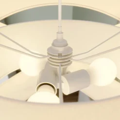 Lindby hanglamp Simaria, wit, textiel, Ø 60 cm, E27