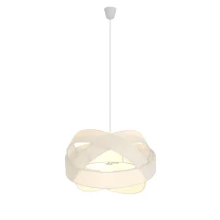 Lindby hanglamp Simaria, wit, textiel, Ø 60 cm, E27