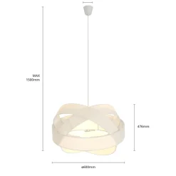 Lindby hanglamp Simaria, wit, textiel, Ø 60 cm, E27