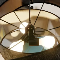 Lindby hanglamp Simaria, zwart, textiel, Ø 60 cm, E27