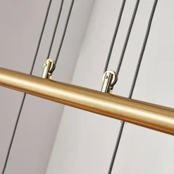 Lindby hanglamp Simeon, messingkleurig, glas, 73 cm, E14