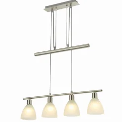 Lindby hanglamp Simeon, nikkelkleurig, glas, 73 cm, E14