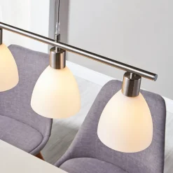 Lindby hanglamp Simeon, nikkelkleurig, glas, 73 cm, E14