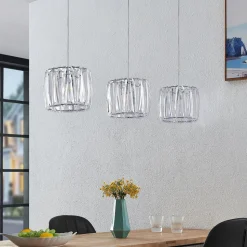 Lindby hanglamp Sofia, 107 cm, 3-lamps, E14, chroom/helder
