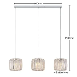 Lindby hanglamp Sofia, 107 cm, 3-lamps, E14, chroom/helder