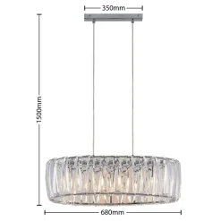 Lindby hanglamp Sofia, 68 cm, 3-lamps, E14, chroom/helder