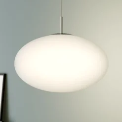 Lindby hanglamp Sonika, Ø 40 cm, nikkelkleurig, glas, E27