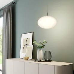 Lindby hanglamp Sonika, Ø 40 cm, nikkelkleurig, glas, E27