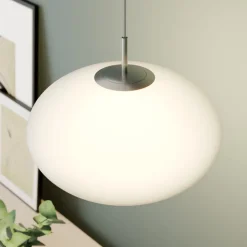 Lindby hanglamp Sonika, Ø 40 cm, nikkelkleurig, glas, E27