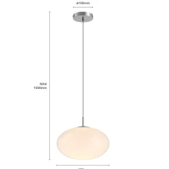 Lindby hanglamp Sonika, Ø 40 cm, nikkelkleurig, glas, E27