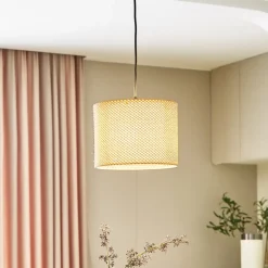 Lindby hanglamp Soula, Ø 26 cm, beige, kunststof, E27