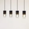 Lindby hanglamp Svante, 4-lamps, zwart, glas, 85 cm