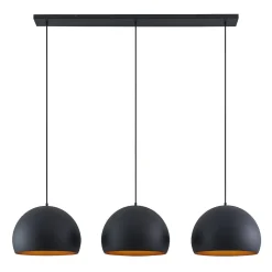 Lindby hanglamp Tarjei, 146 cm lang, zwart/goud, metaal