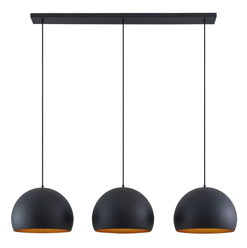 Lindby hanglamp Tarjei, 146 cm lang, zwart/goud, metaal