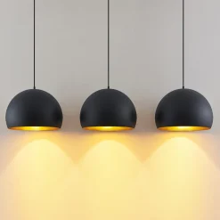 Lindby hanglamp Tarjei, 146 cm lang, zwart/goud, metaal